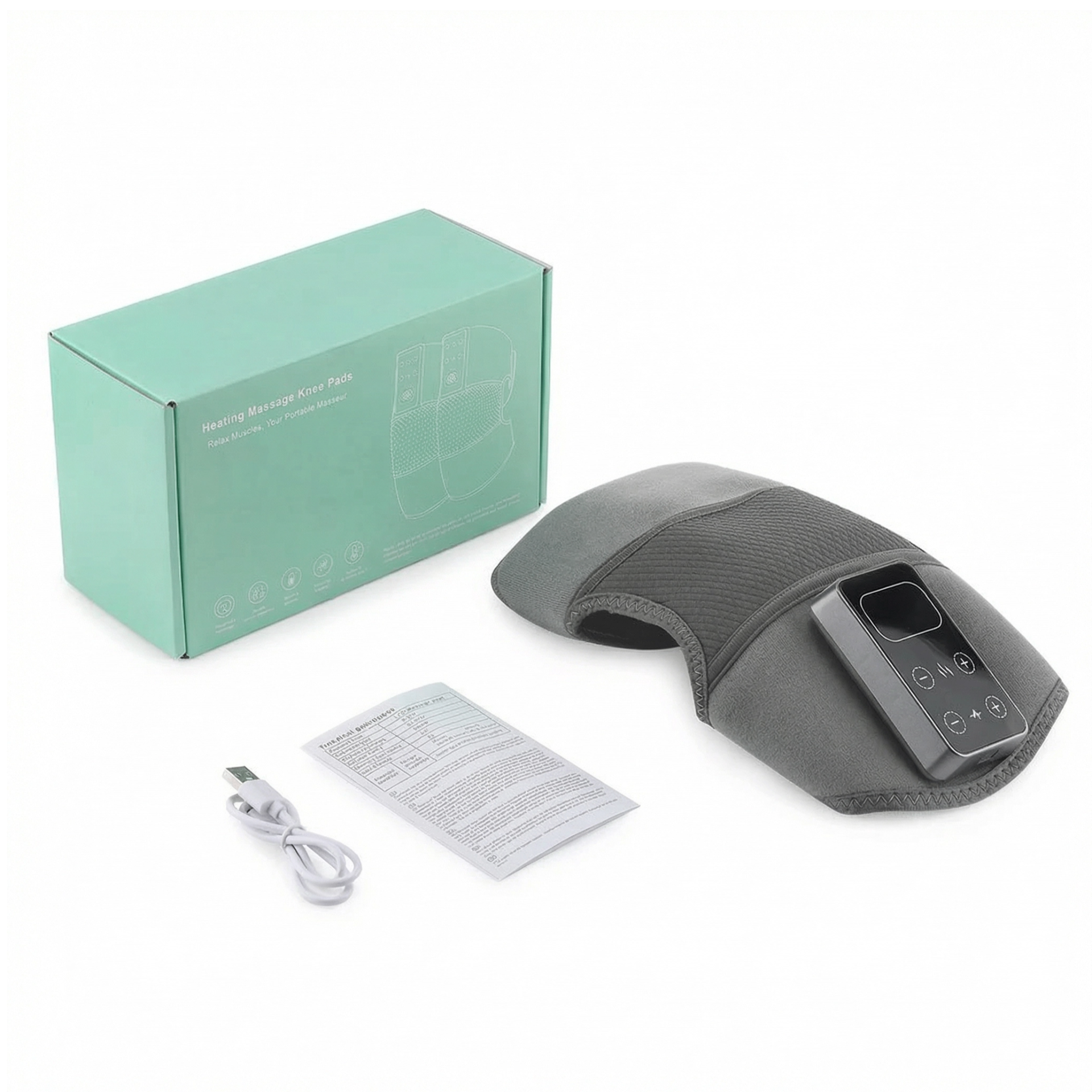 Heated Knee Massager with packaging and accessories